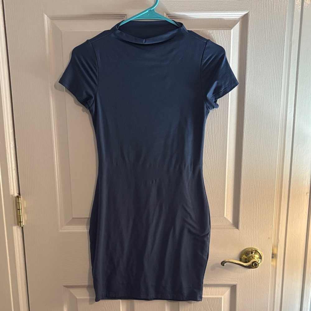 Navy Blue Short Sleeve Dress
